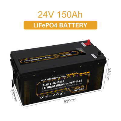 รถยกไฟฟ้า EV ระบบเก็บพลังงานพลังงานแสงอาทิตย์ชุดแบตเตอรี่ LFP 24V 150Ah พร้อม BMS