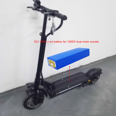ชุดแบตเตอรี่ Li Ion 52v 24ah อันทรงพลังสำหรับสกู๊ตเตอร์มอเตอร์คู่ 1000w