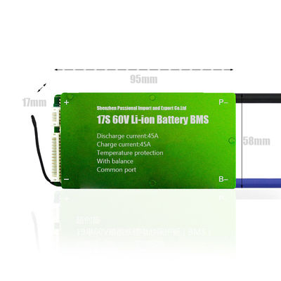 3.7V PCB Li Ion Protection Board BMS 17S 60V 45A พอร์ตทั่วไปพร้อม Balance