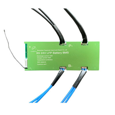 Common Port PCB Li Ion Battery BMS 8S 24V 100A การจัดการแบตเตอรี่ลิเธียมไอออน