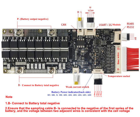 แบตเตอรี่ บอร์ด BMS 3S-20S ชุดแบตเตอรี่ BMS RS485 RS232 72V 20S BMS 200A