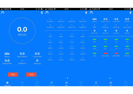 แบตเตอรี่ลิเธียมไอออน 20S 72V สมาร์ท BMS แบตเตอรี่ RS232 Bluetooth APP 50A 100A 200a